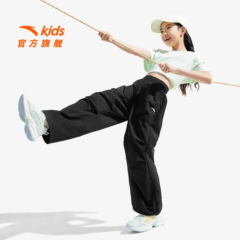 安踏儿童男女童运动长裤25夏新款透气亲肤青少年宽松速干裤潮6507