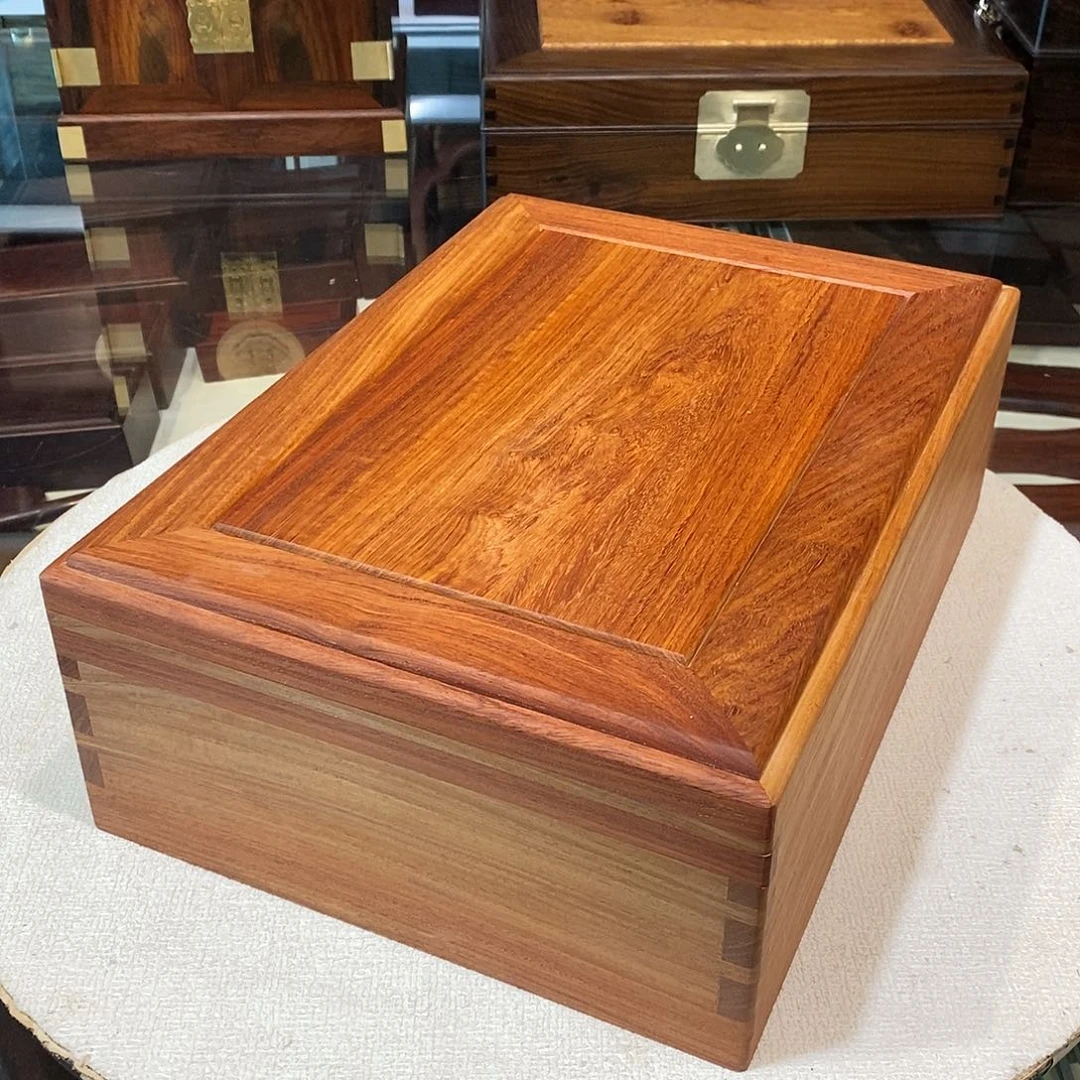 大果紫檀（缅甸花梨）独板机关双层盒33/24/12