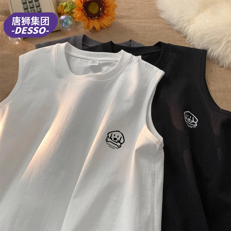 唐狮集团DESSO运动背心男款夏季潮牌休闲宽松纯棉无袖t恤男士坎肩