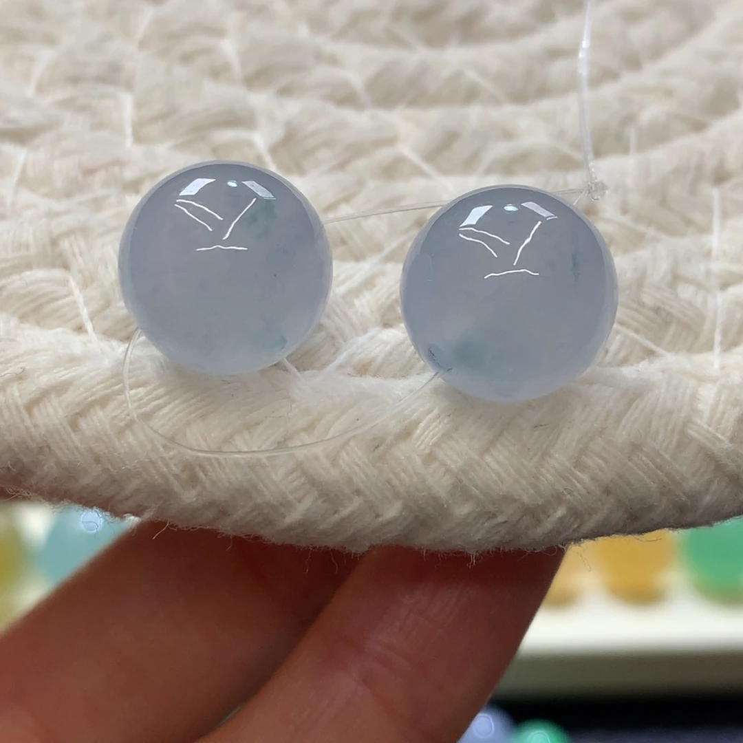 定制翡翠未镶嵌 毛货抛光定制 蓝紫对珠 卡11.5 f 买断