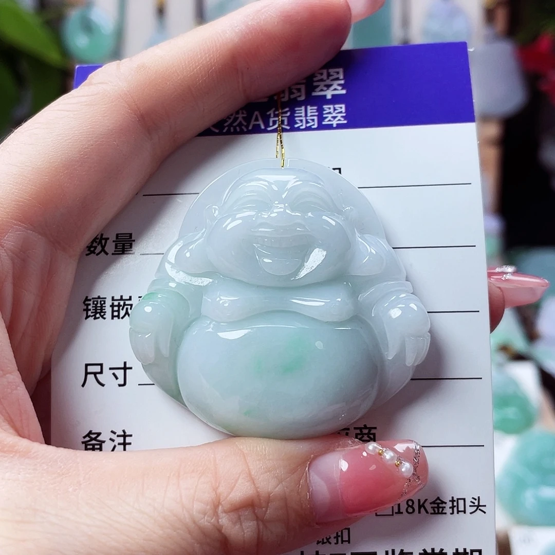 翡翠未镶嵌颈饰佛公47