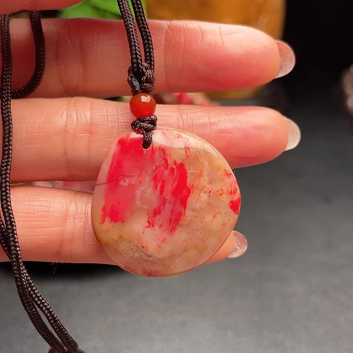 昌化鸡血石虚**竹昌化鸡血石石把件闲章挂件