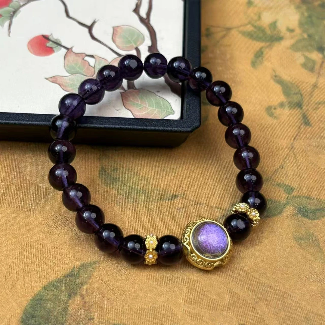 S1280-天然紫色0.8压制转运珠招财手串