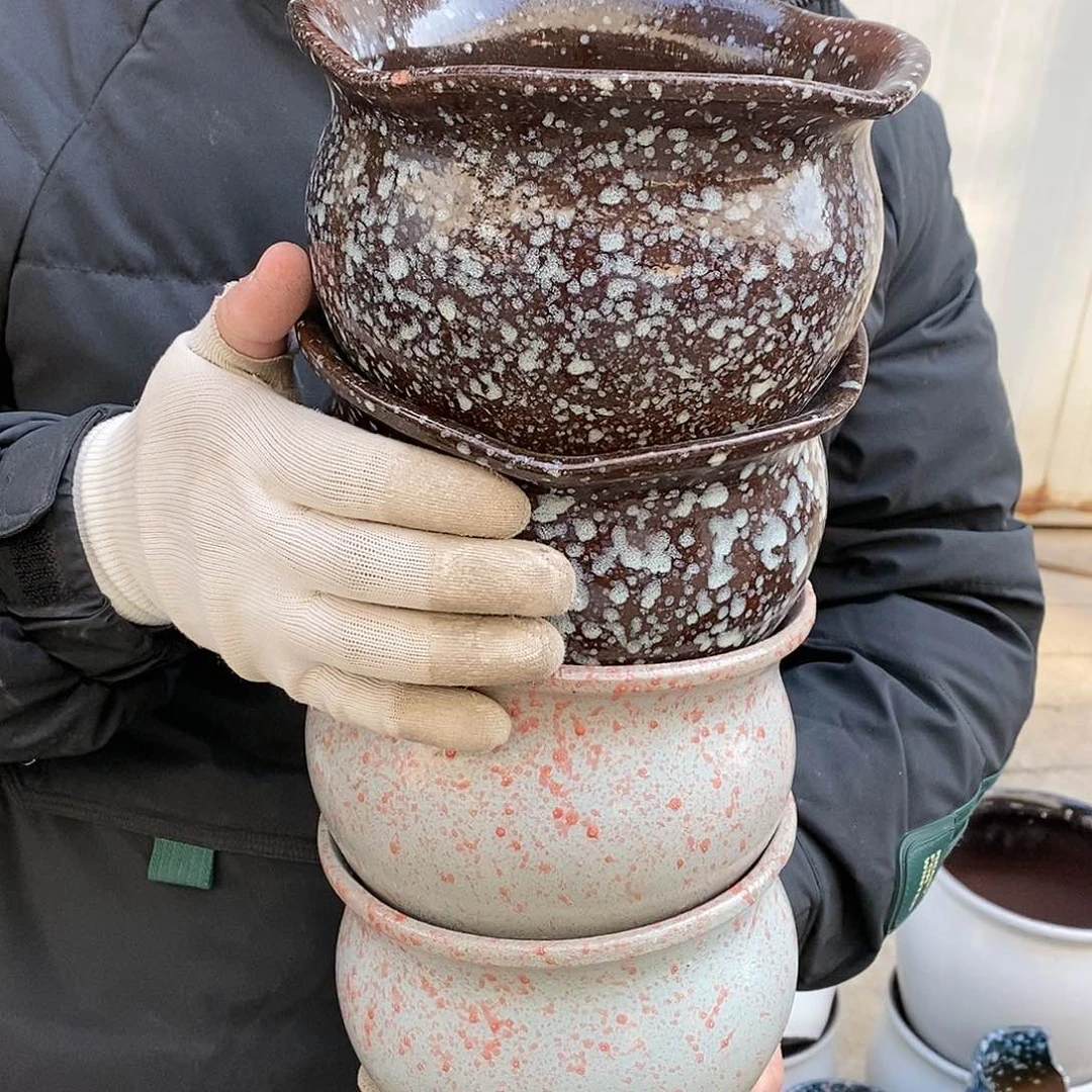 紫砂花盆瑕疵口16高13