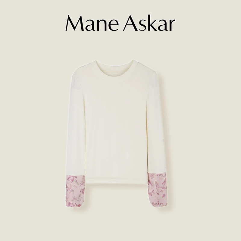 【国风龙云花】春秋新款时尚中式国风撞色拼接T恤55153