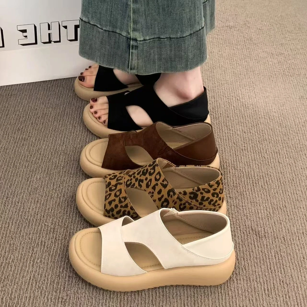 法式超火厚底包跟凉鞋女2025夏季新款两穿轻奢复古配裙舒适休闲鞋