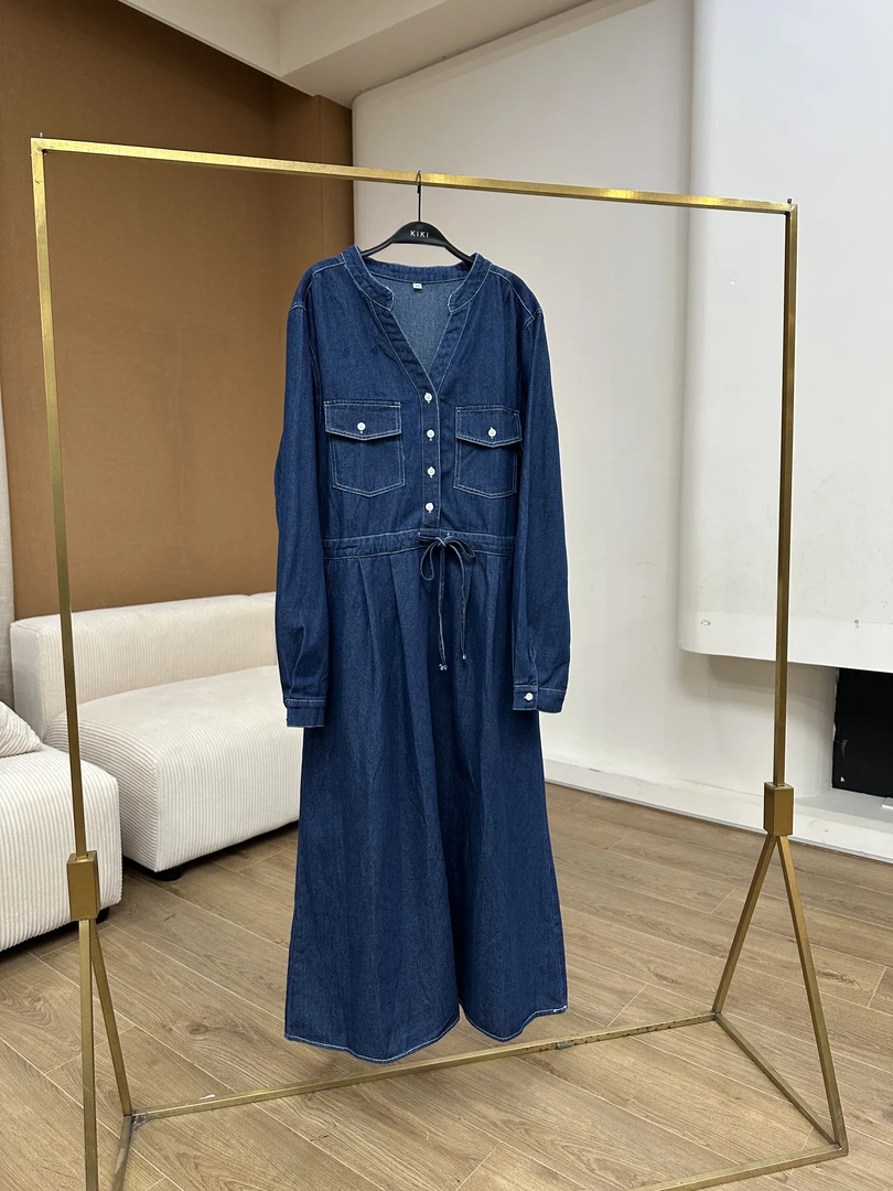【NO退NO换】鑫燃KIKI 法式复古时尚洋气减龄牛仔连衣裙 73993 KIKI