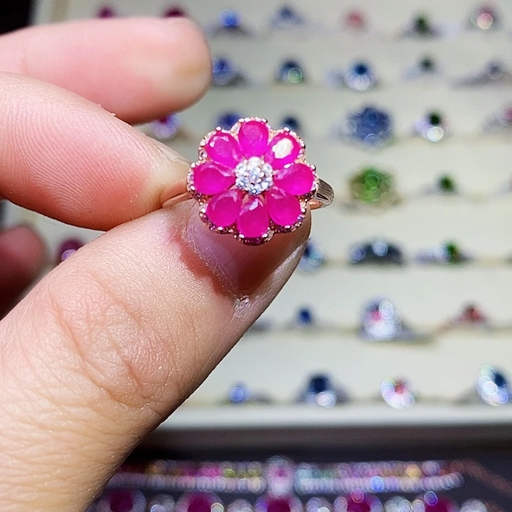 红宝石戒指银S925镶嵌赛****111