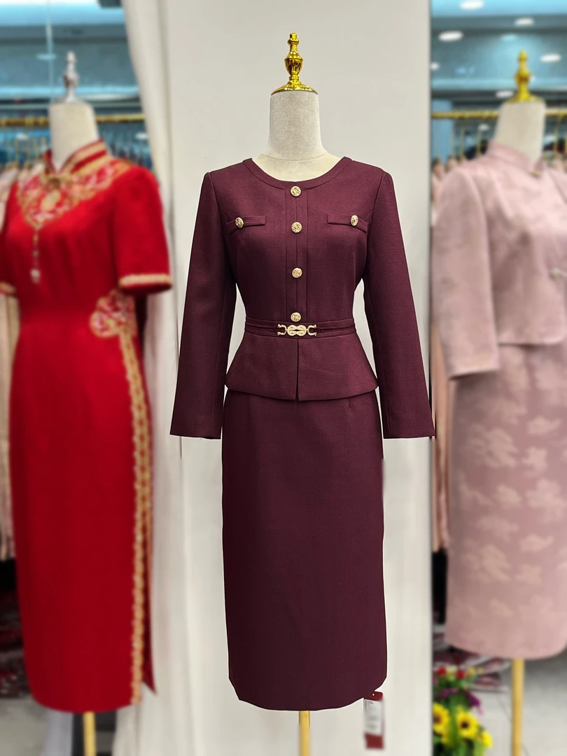 秋冬新款优雅气质礼服宴会连衣裙