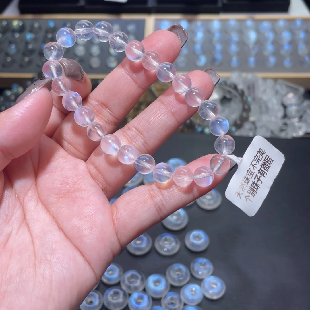 R***婷手链未镶嵌长石蓝月光手链7mm+