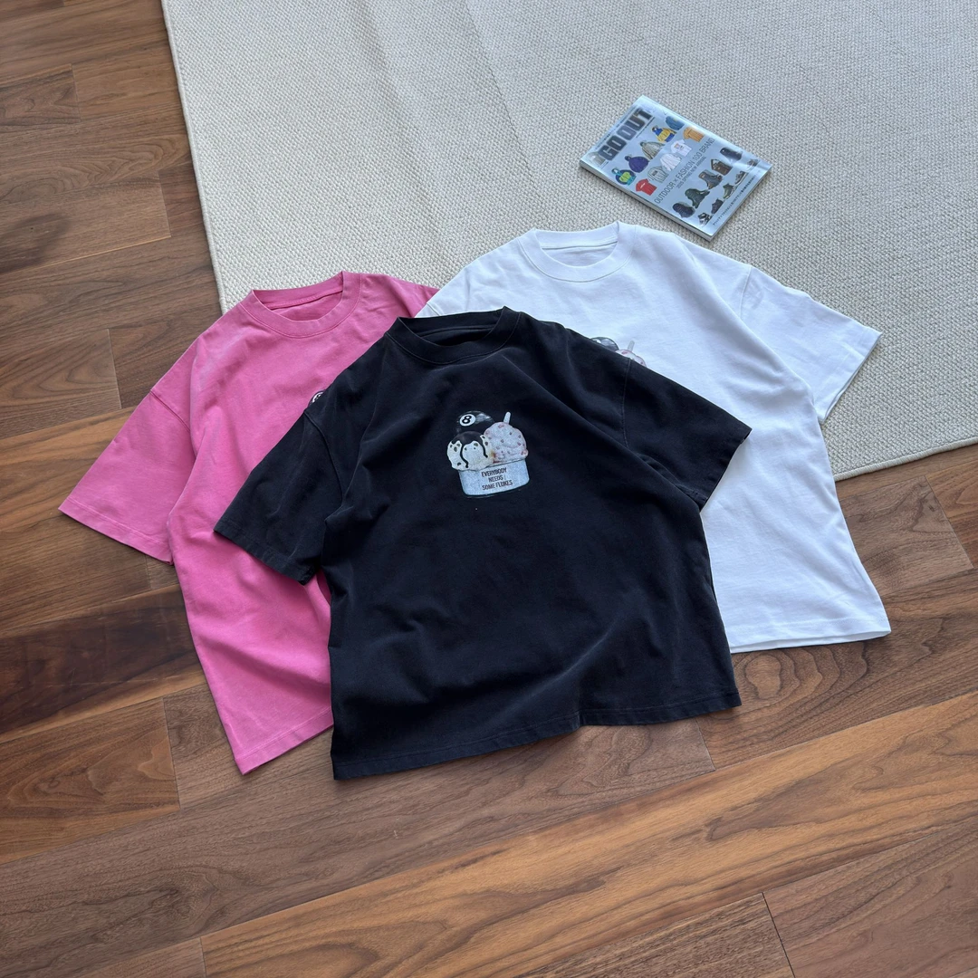 25ss Kaqi Dashu 冰淇淋~水洗做旧短袖Tee-998