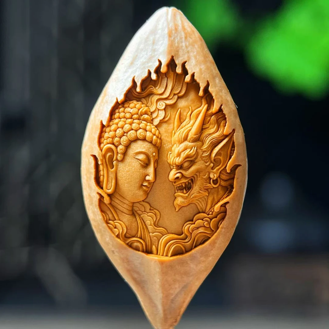 橄榄核雕2.0佛魔文玩单粒