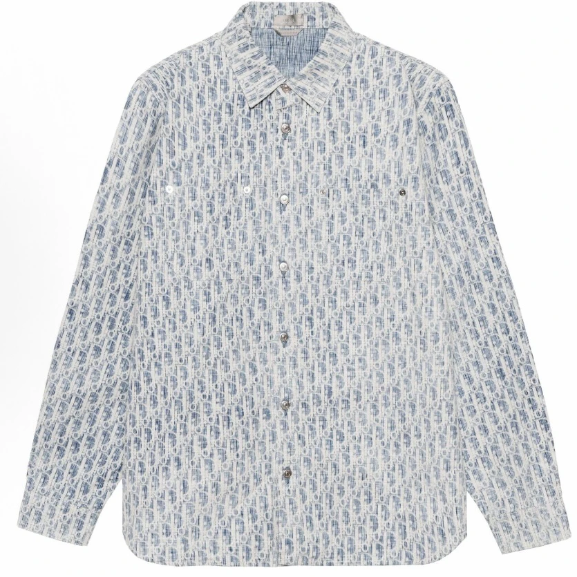 未使用 DIOR/迪奥 未使用/dior 迪奥满印蓝色衬衫 39码 BB11015