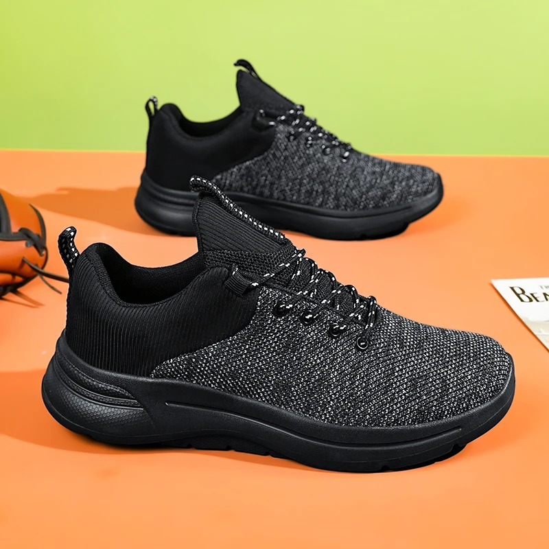 男鞋春季运动鞋2025新款跑步鞋飞织网面透气防臭工作鞋男士休闲鞋