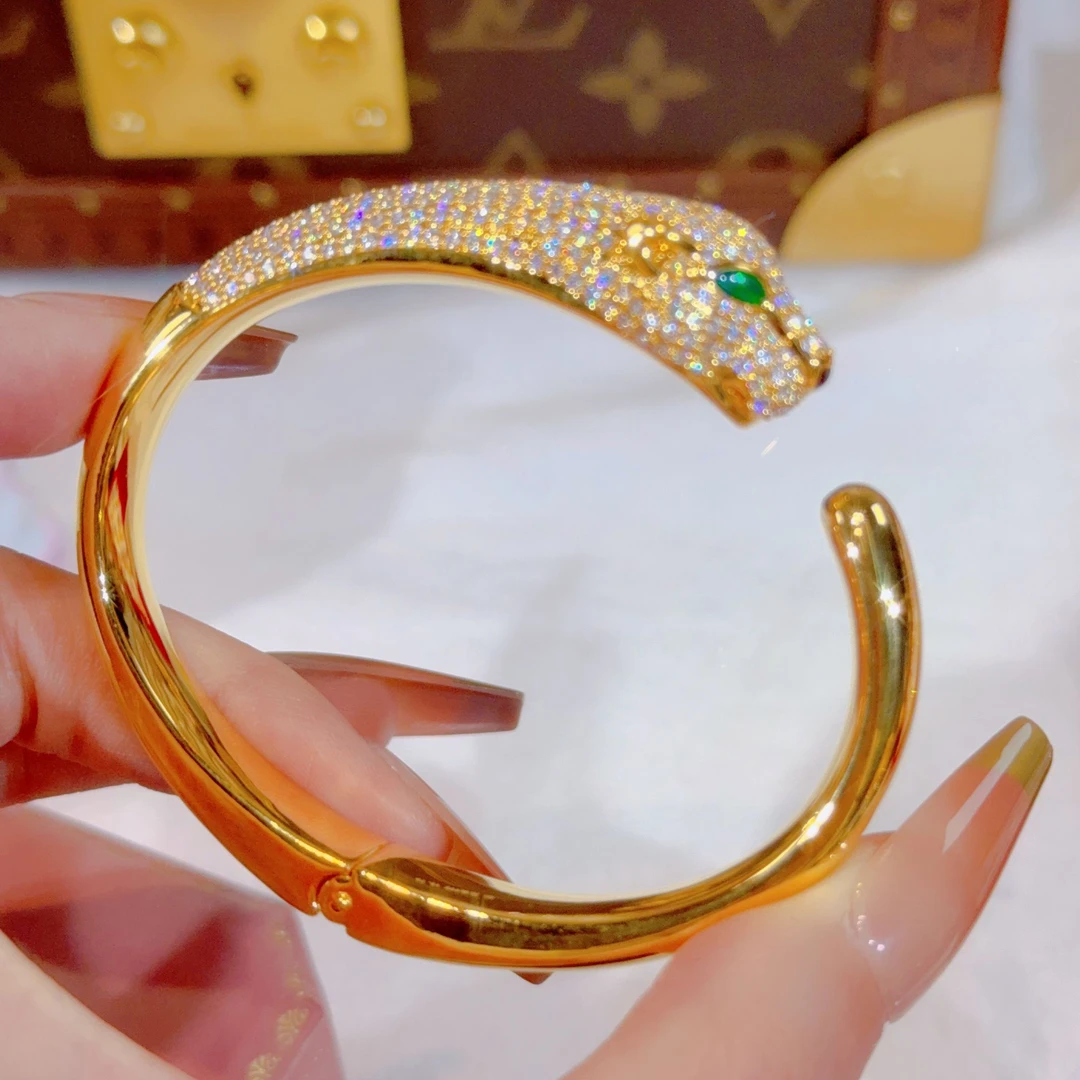 【苏妮法】足金999 豹子手镯5D光面镶嵌时尚轻奢气质经典百搭精致