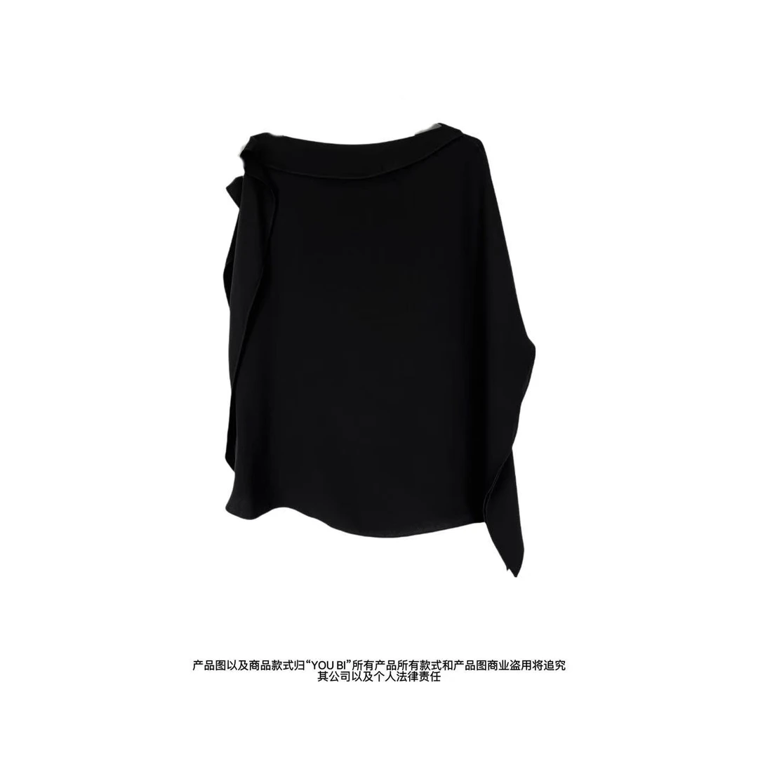 【优优专属高定】重磅乔其桑蚕丝法式荡领无袖气质夏季女衬衫B208