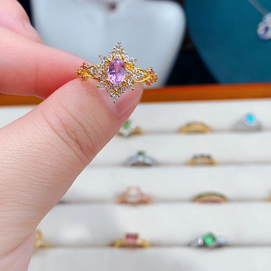 蓝宝石戒指银S925镶嵌