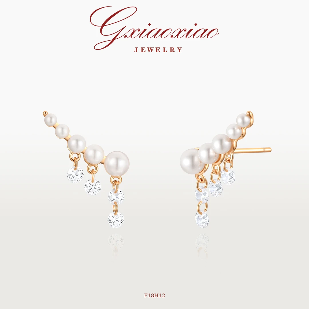 G XIAOXIAO 镀K金 法式轻奢高级百搭流苏水滴耳环 F18H12