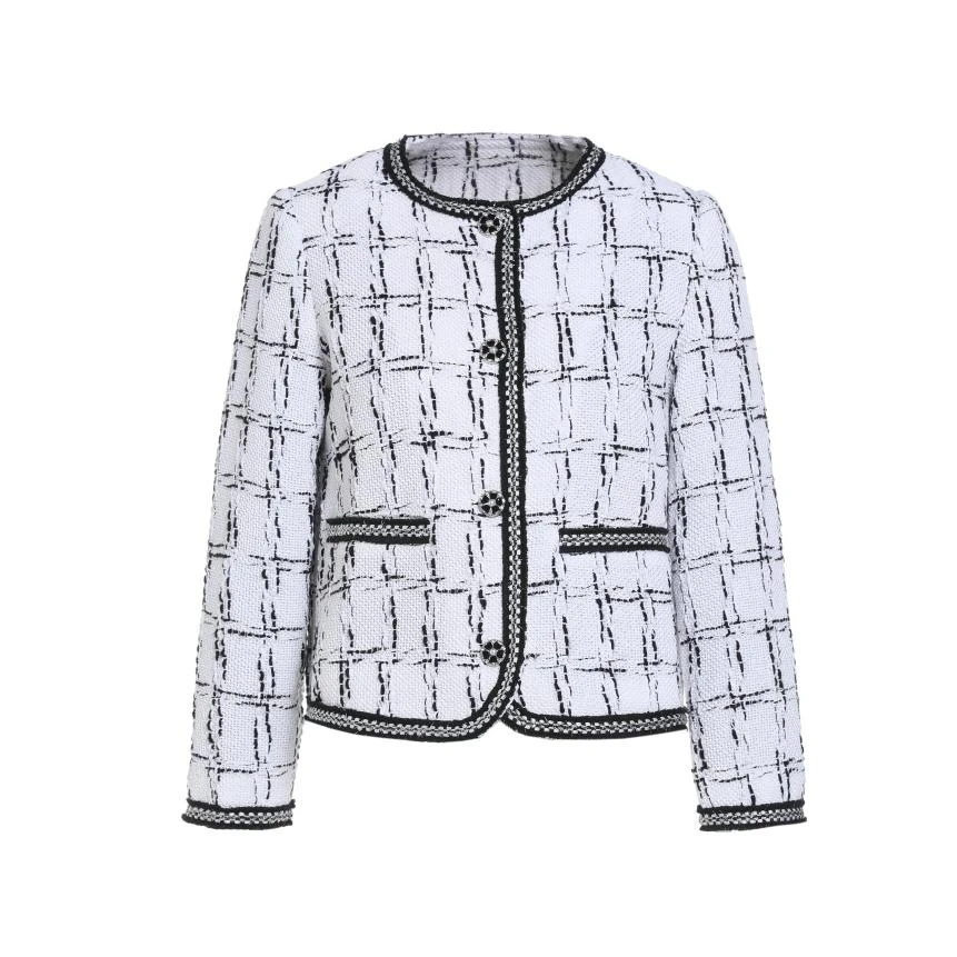 时尚百搭新款印花印花针织春季女士时尚小香风休闲外套LBC91023