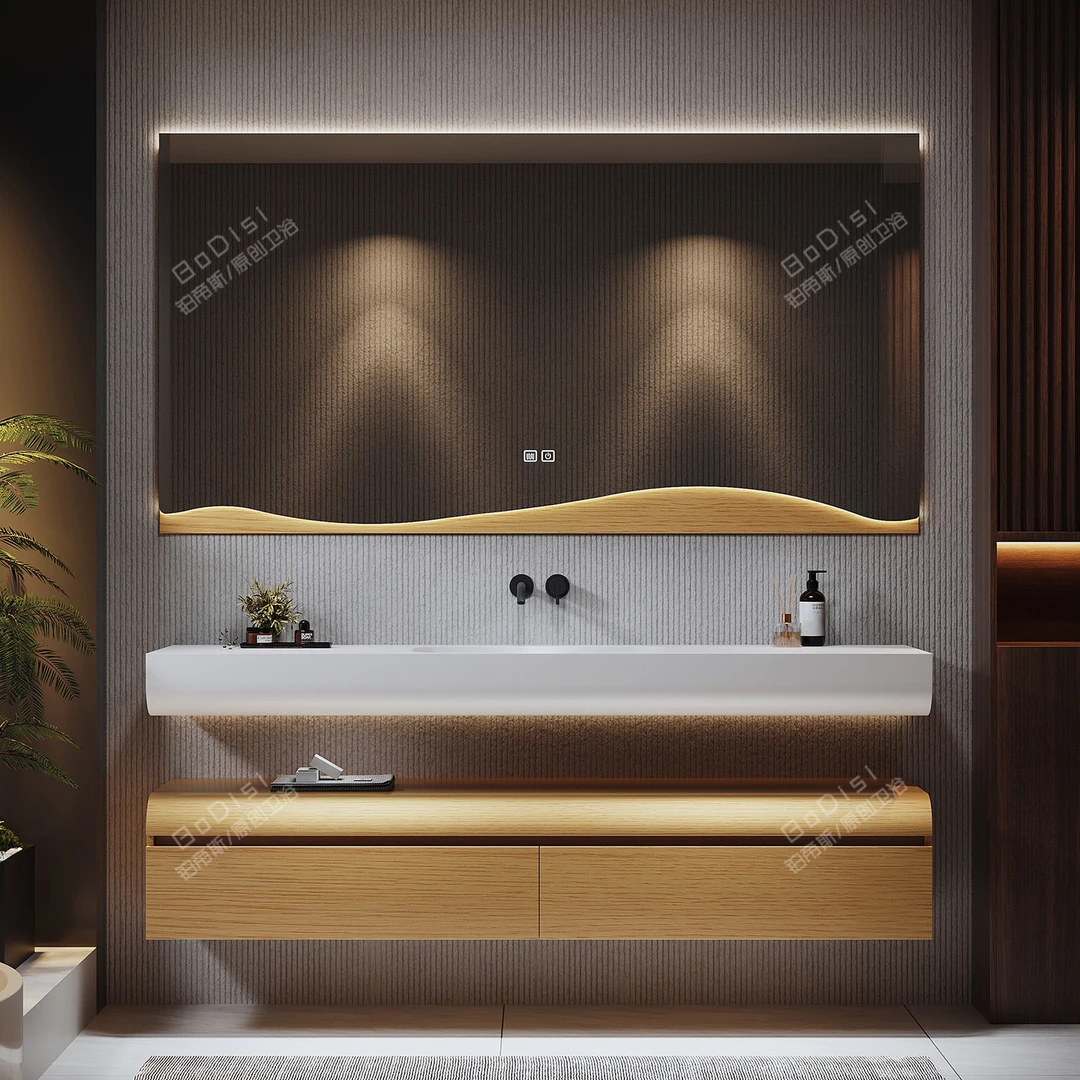 铂帝斯酒店轻奢风分层式浴室柜组合岩板洗脸盆洗手台高定款wp011