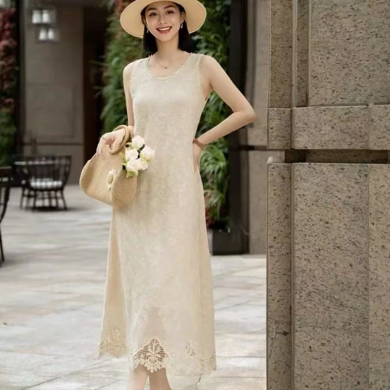 【南油钱多多严选】蕾丝刺绣无袖裙