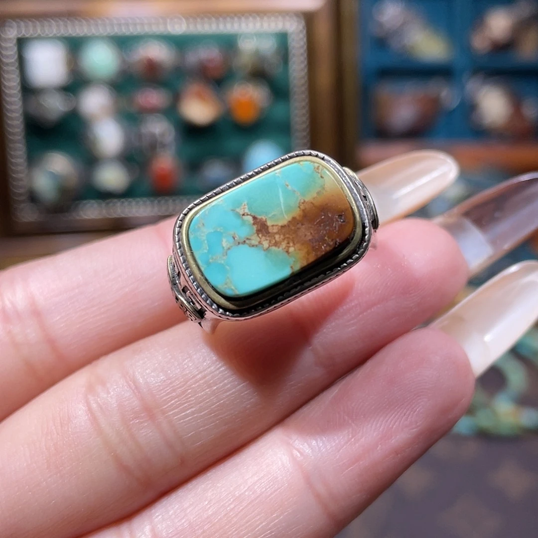 绿松石银S925镶嵌戒指戒指