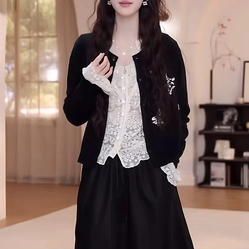 气质秋季印花针织开衫2025新款百搭长袖个性女装休闲风时髦上衣潮