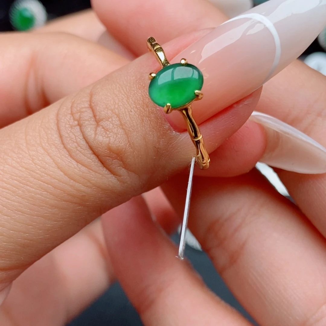 翡翠戒指银S925镶嵌45584