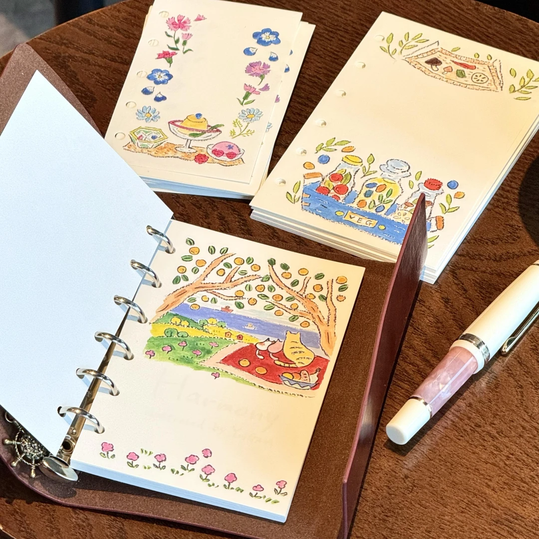 油画风a7手帐本替芯内页高颜值m5内页可替换内页素材笔记本日记本