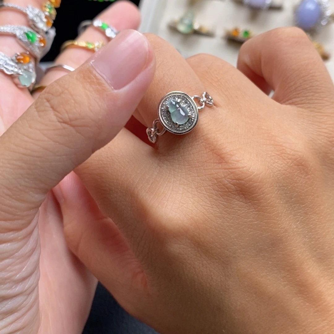 翡翠银S925镶嵌戒指