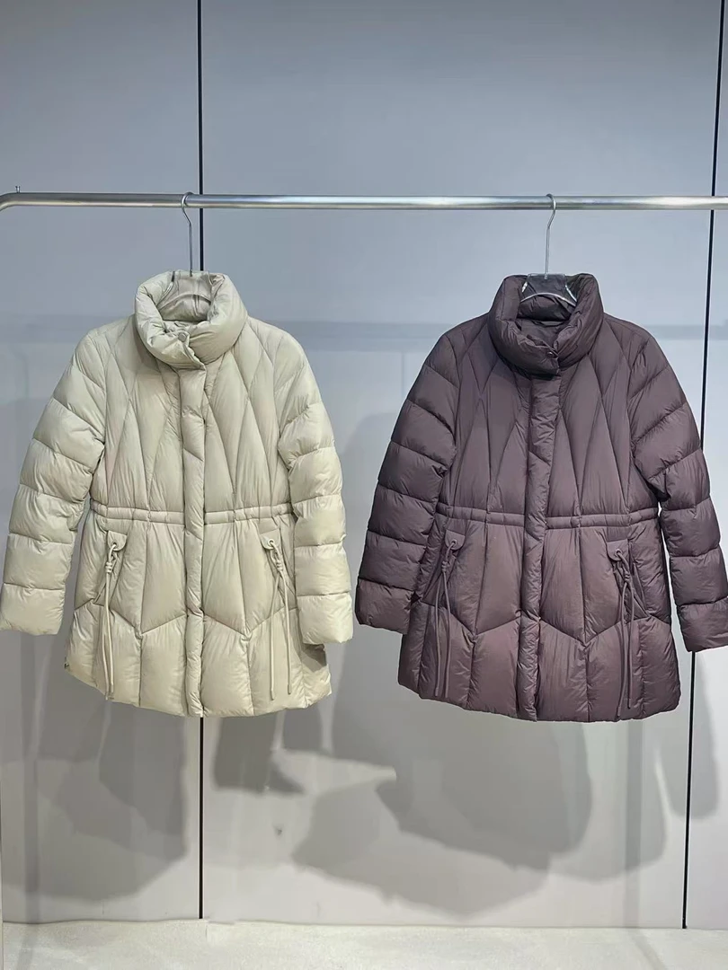 中长款立领人字纹秋冬连帽冬季女款保暖经典百搭休闲简约加厚