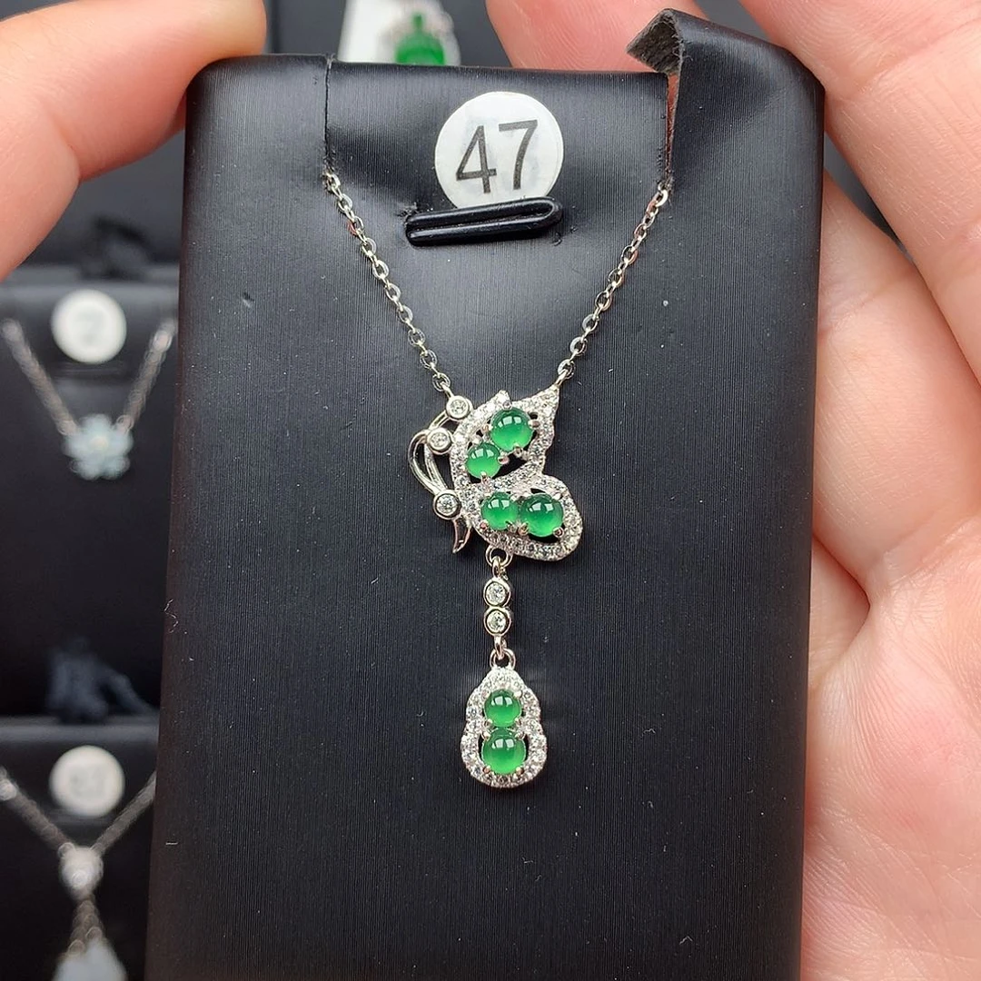 翡翠银S925镶嵌颈饰