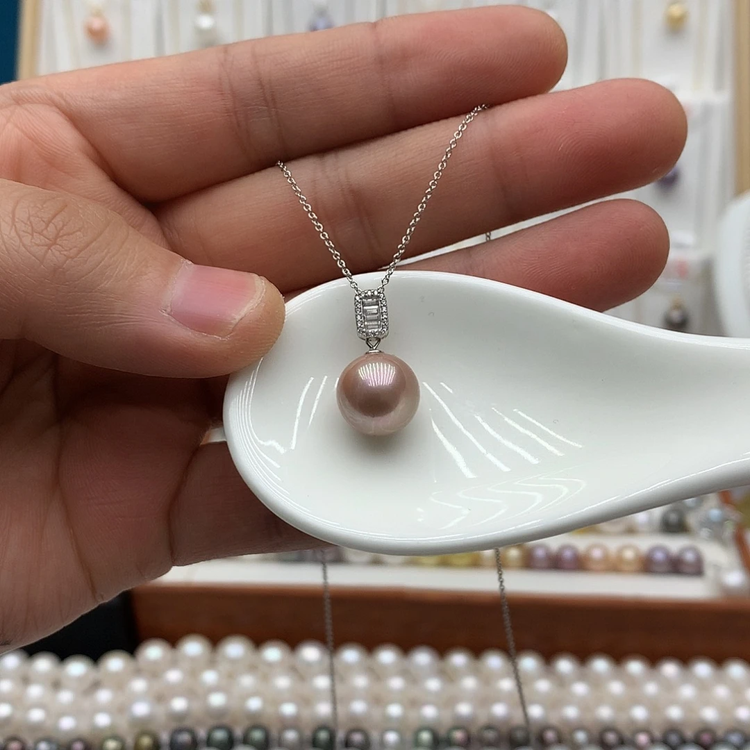 银S925镶嵌吊坠(不含链)淡水珍珠