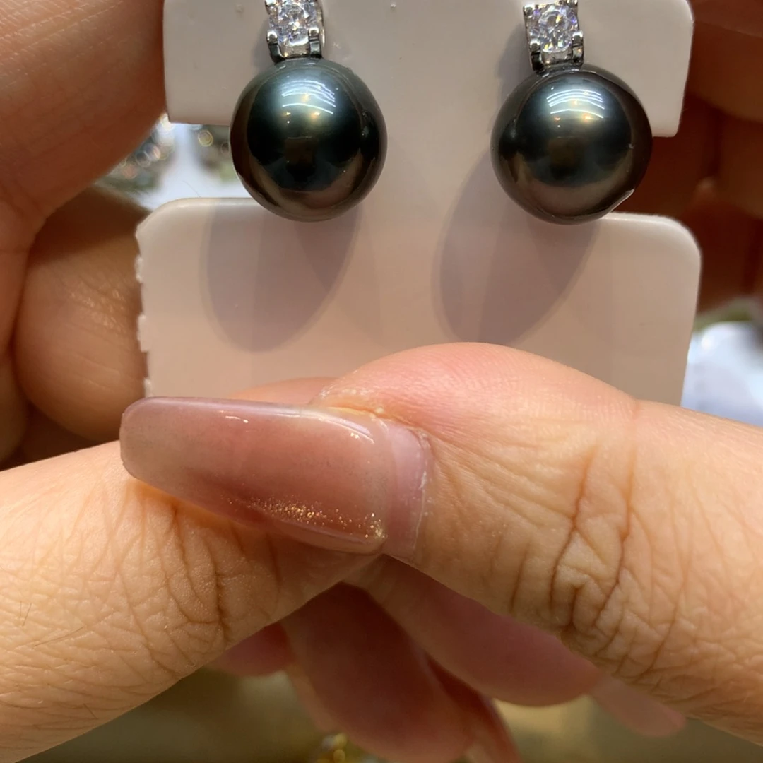 银S925镶嵌耳饰海水珍珠