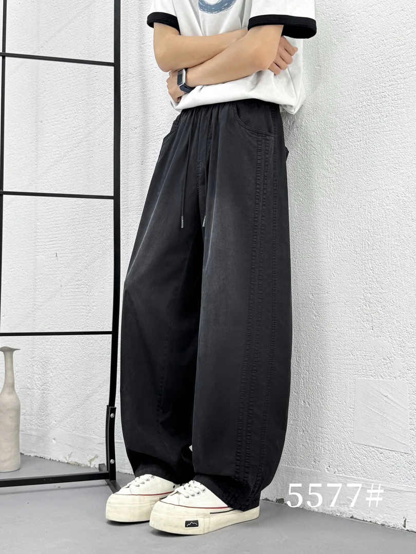 水洗牛仔裤夏季男凉感渐变牛仔直筒薄款宽松垂感高街ins5577