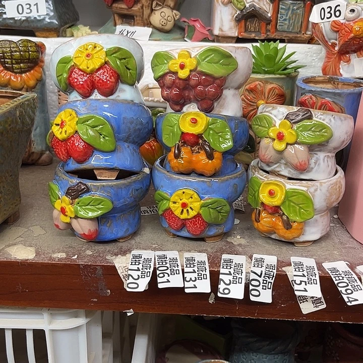 一****粗陶材质多肉花盆发货八个