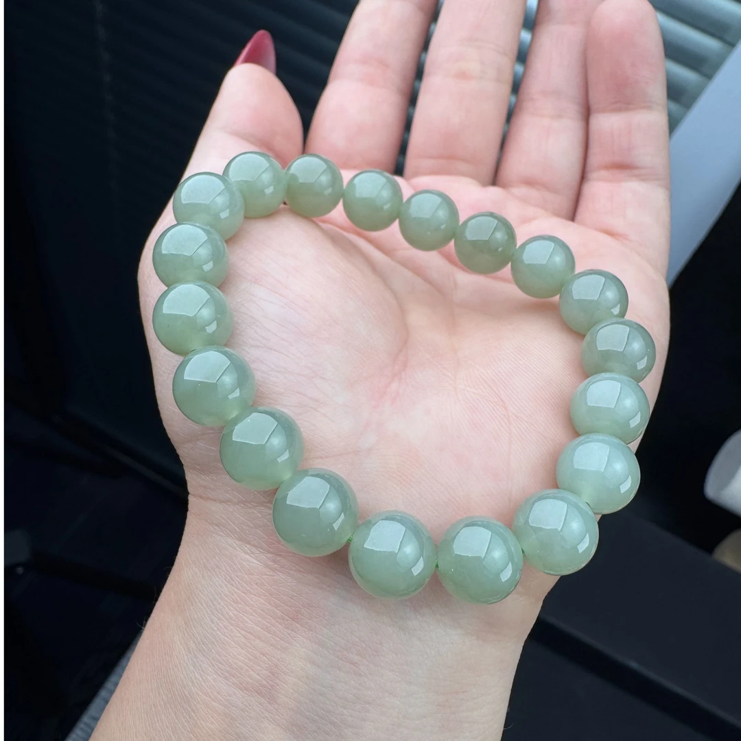 天然和田玉湖水蓝圆珠手串轻奢精致时尚单圈玉串多样性发一