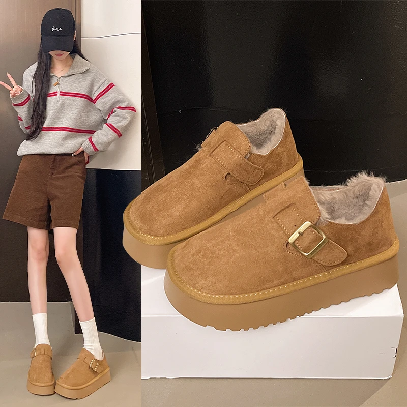 冬季加绒款加厚女鞋勃肯鞋秋冬休闲棉鞋加绒保暖洋气雪地靴