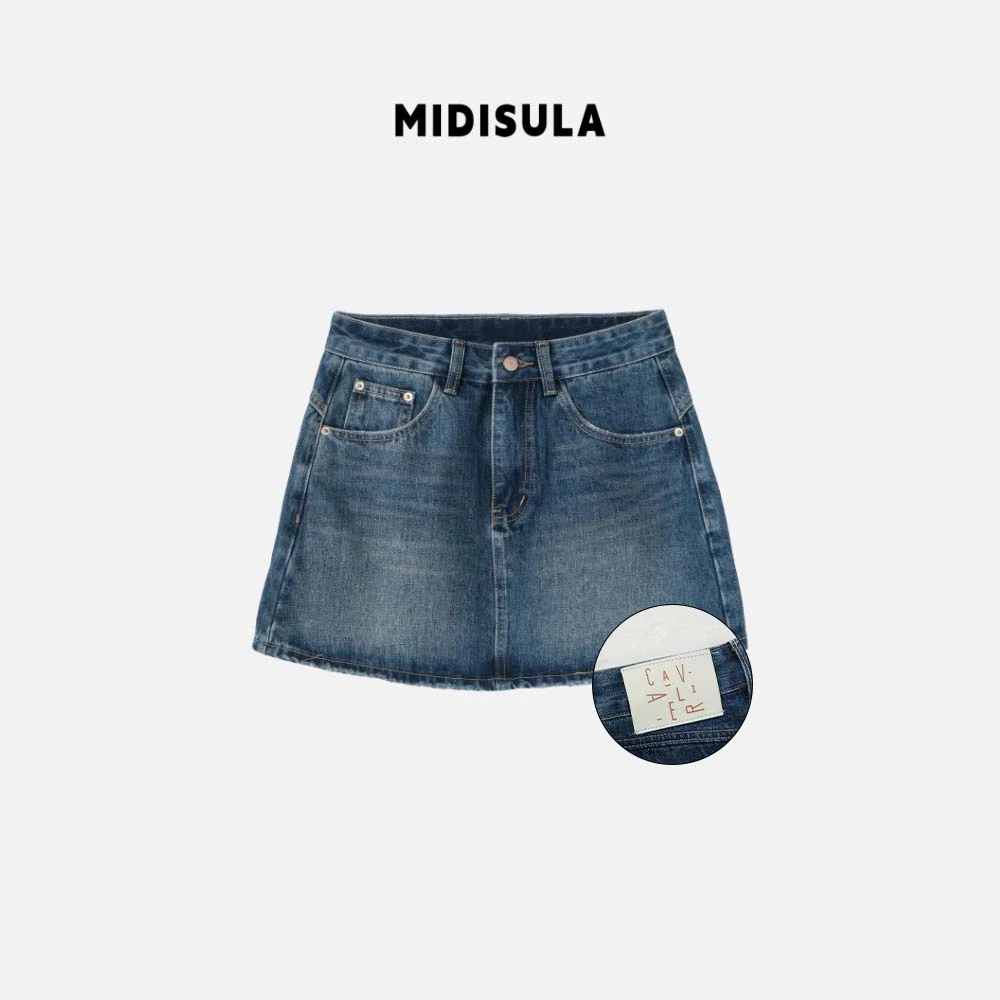 MDSL·新款时尚高腰半身短裙牛仔显瘦复古A字纯欲慵懒风女装#1294