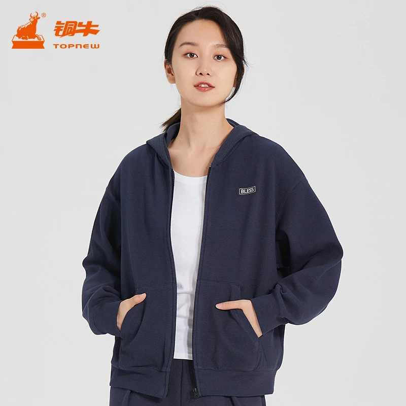 铜牛bless系列双面皱布连帽女休闲居家上装VS204