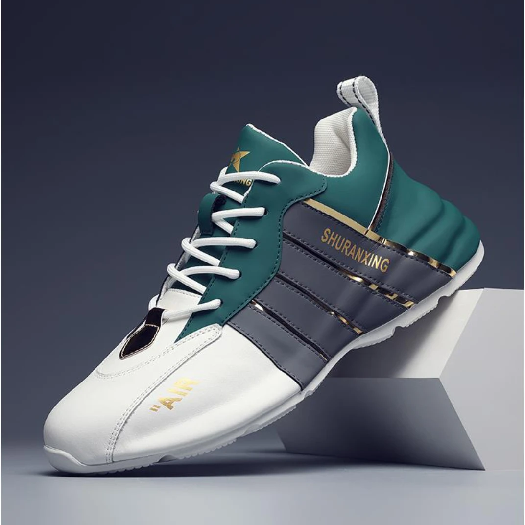 okkdey真皮厚底老爹鞋时尚潮流百搭休闲鞋软底运动鞋开车男鞋