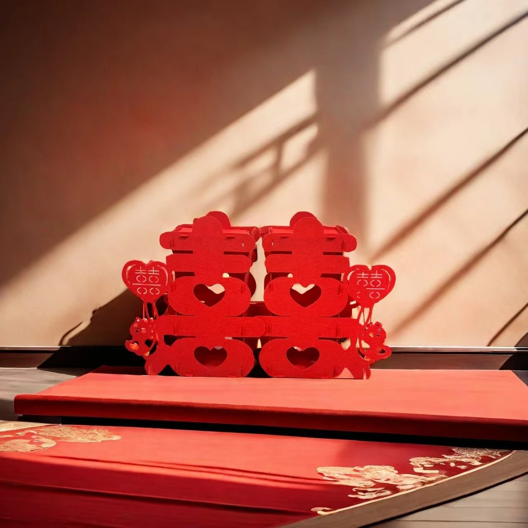 结婚婚房客厅卧室喜庆立体喜字摆台摆件喜鹊摆件装饰