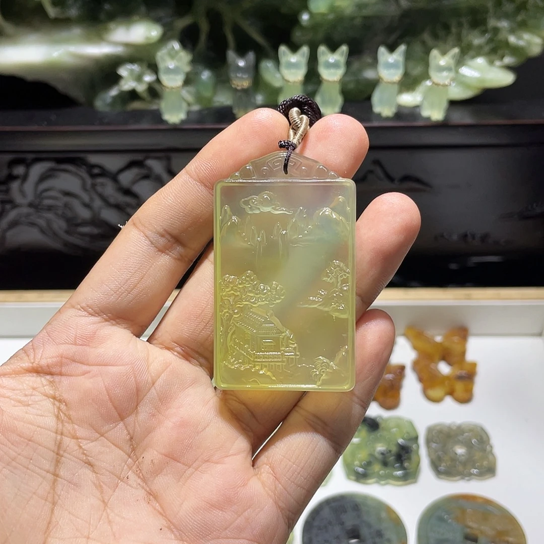 蛇纹石玉合金颈饰