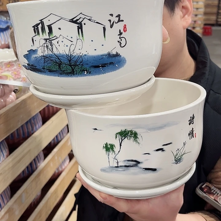 陶瓷陶瓷花盆有带冰裂效果