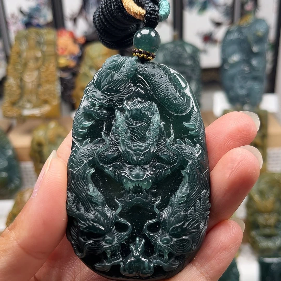 翡翠未镶嵌颈饰天然翡翠a货九龙