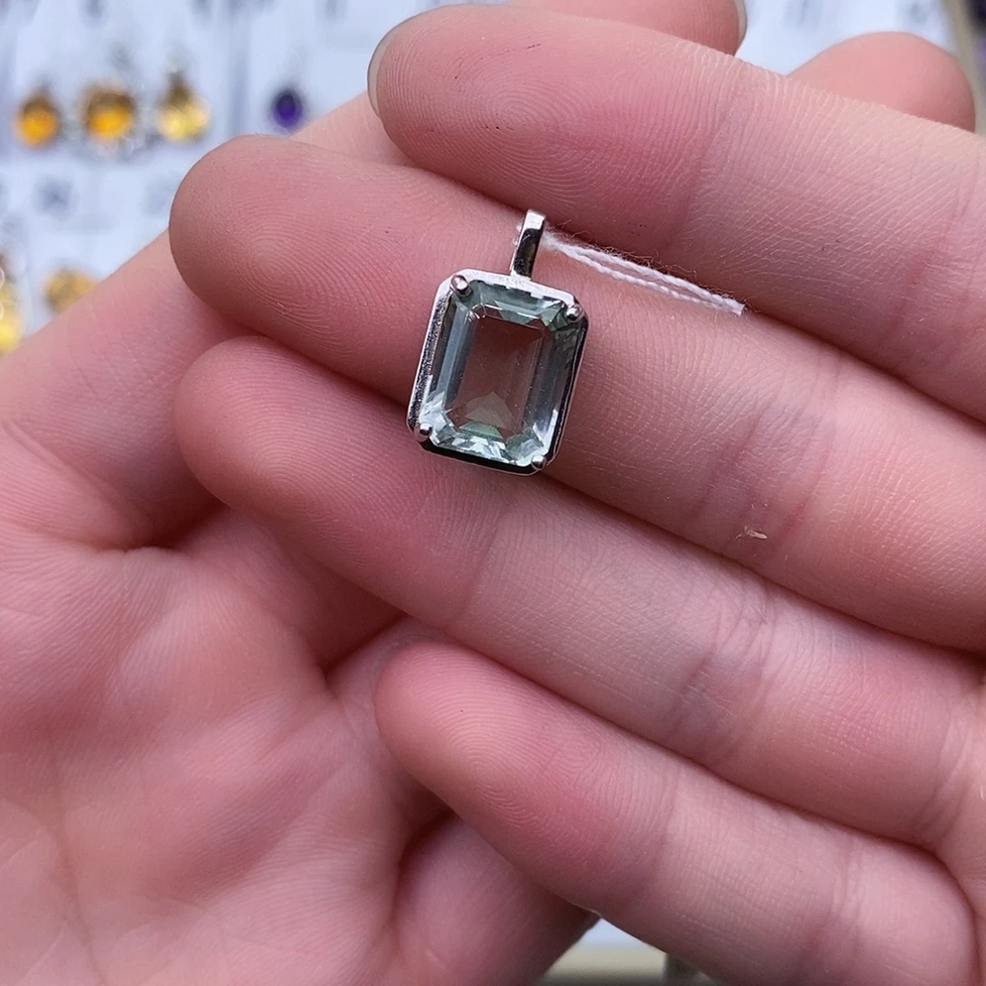 绿水晶天然绿水晶银S925镶嵌幽*草