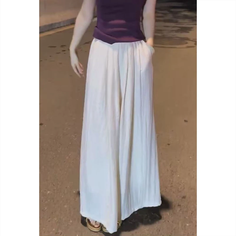 艾塔莉慵懒感舒适休闲裤女夏装新款网红清冷风阔腿裤遮肉直筒裤