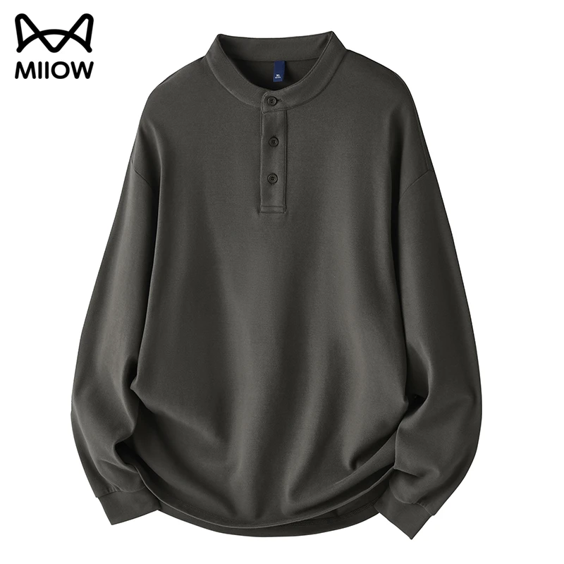 猫人男式秋季日系亨利立领卫衣爆款新款高级感痞帅秋冬季长袖T恤