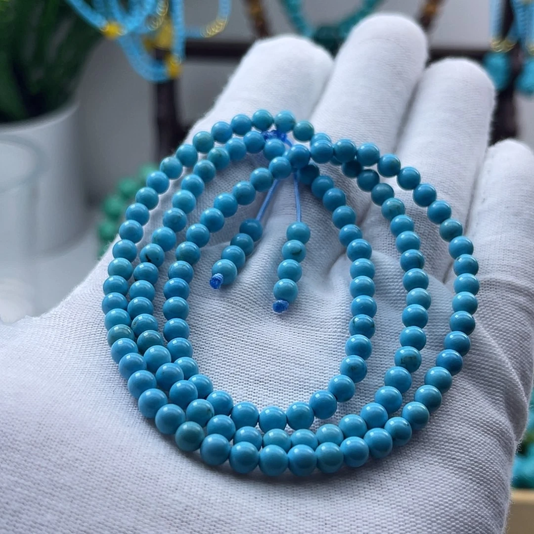【阿吉甄选】湖北十堰原DIY矿4.5m蓝色108佛珠