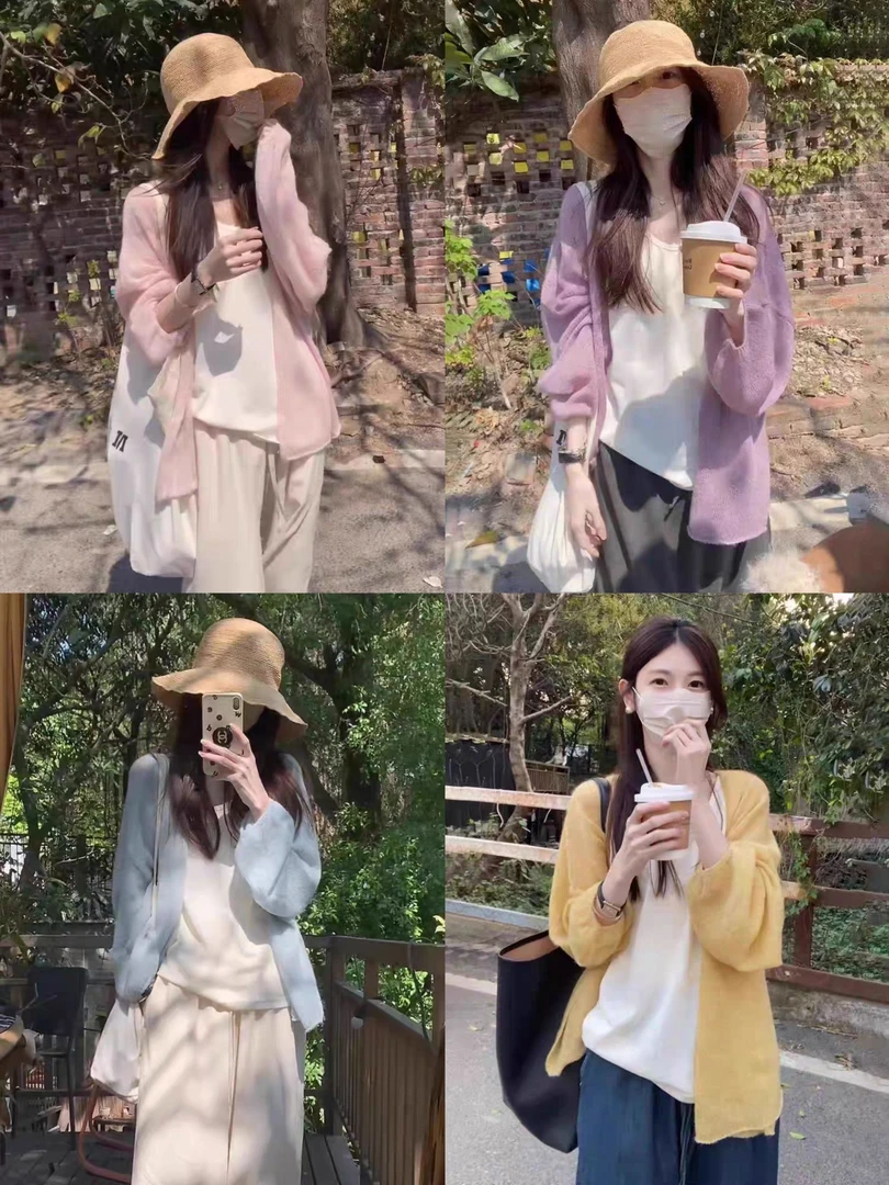 上衣多巴胺薄款防晒针织开衫女慵懒松弛感显瘦宽松独特漂亮小衫